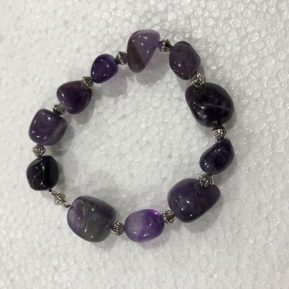NEW  Genuine Amethyst chunky bead bracelet - Picture 1 of 1